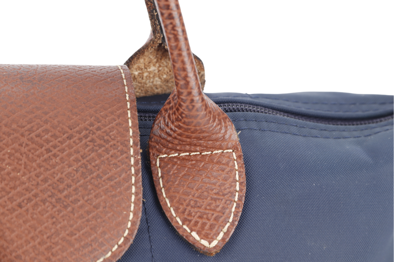 LONGCHAMP LE PLIAGE SMALL NAVY BLUE CANVAS GOLD HARDWARE NO DUST COVER
