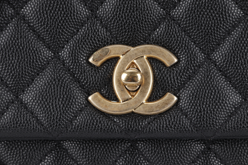 CHANEL COCO HANDLE MEDUM (2724xxxx) BLACK CAVIAR GOLD HARDWARE WITH STRAPS, DUST COVER, CARD AND BOX