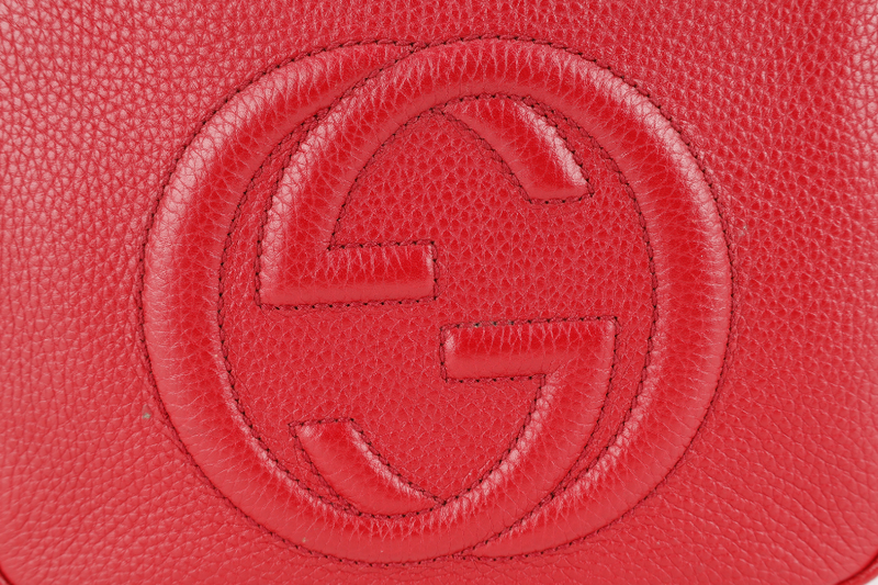 GUCCI SOHO DISCO CROSSBODY RED CALF LEATHER GOLD HARDWARE NO DUST COVER