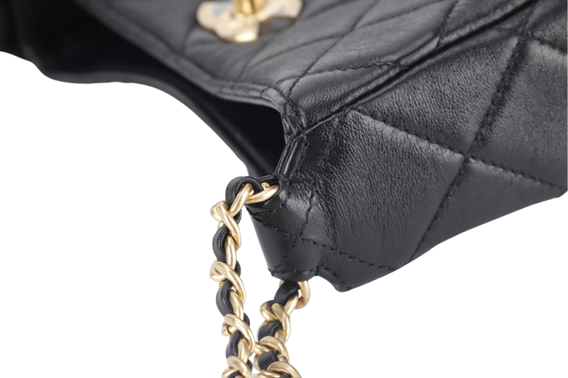 CHANEL 22P HOBO BAG (K63xxxx) BLACK SMALL LAMBSKIN GOLD HARDWARE WITH DUST COVER AND BOX