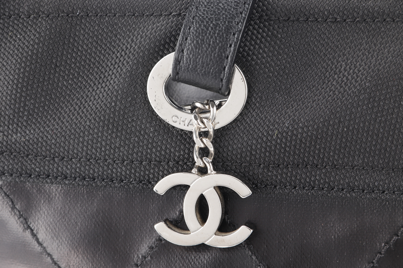 CHANEL PARIS BIARRITZ TOTE BAG (1139xxxx) LARGE BLACK CALFSKIN SILVER HARDWARE NO DUST COVER