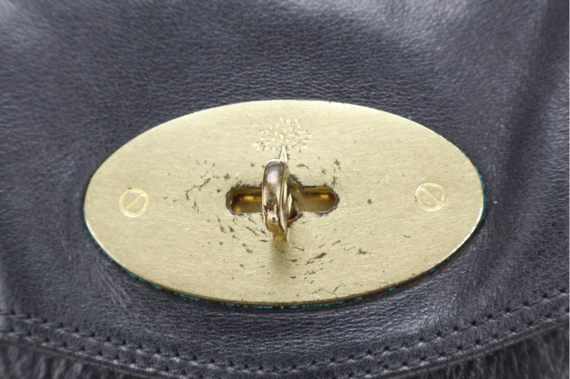 MULBERRY ALEXA SMALL BLACK LEATER 2WAYS BAG GOLD HARDWARE WITH SLING