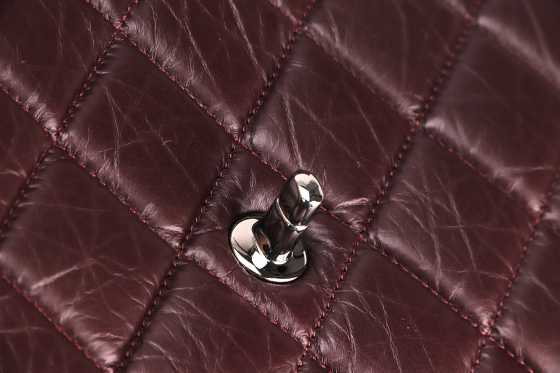 CHANEL LADY PEARLY FLAP (1690xxxx) BURGUNDY DISTRESSED LEATHER SILVER HARDWARE WITH CARD, DUST COVER & BOX