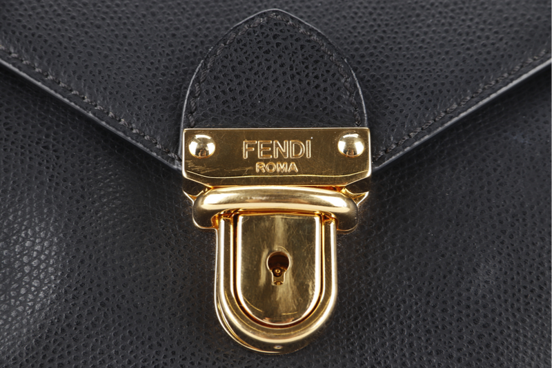 FENDI VITELLO CRUISE F IS FENDI BACKPACK (8BZ043) BLACK LEATHER GOLD HARDWARE WITH DUST COVER