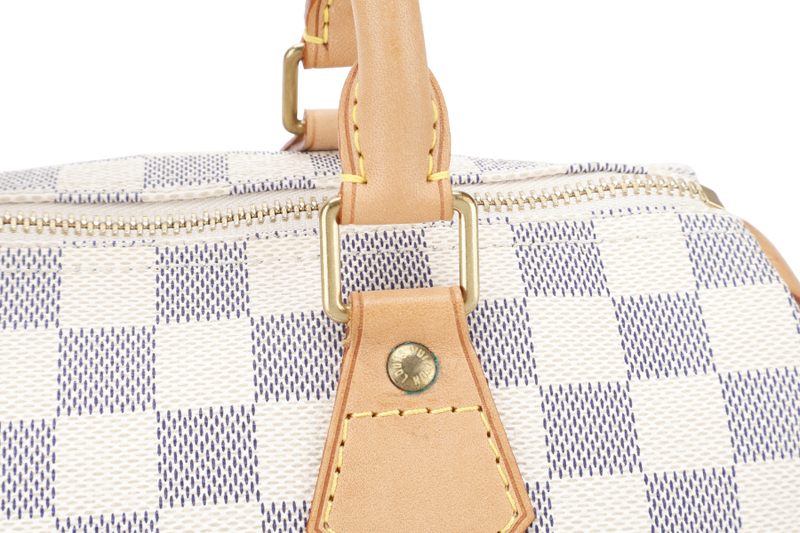 LOUIS VUITTON N41534 SPEEDY 25 DAMIER AZUR CANVAS GOLD HARDWARE WITH KEYS AND LOCK
