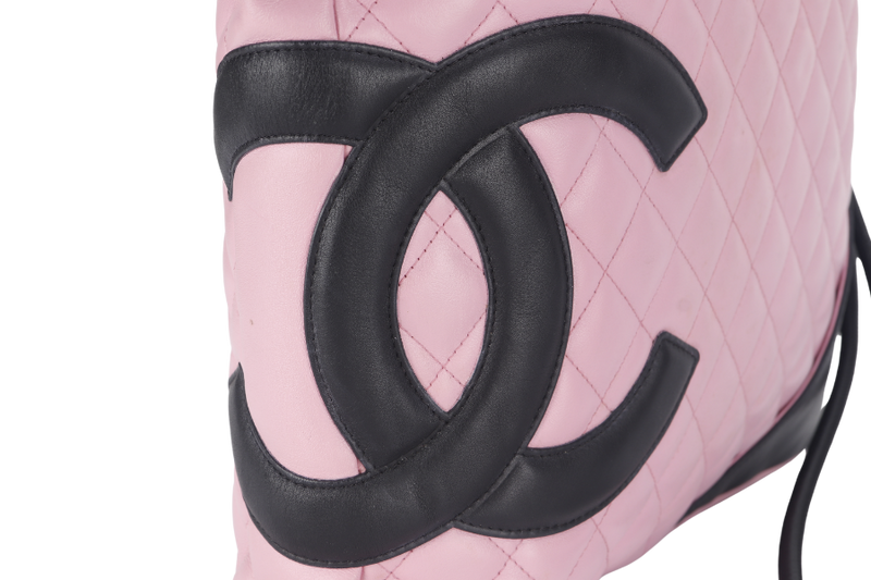 CHANEL CAMBON SHOULDER BAG (910xxxx) PINK CALF LEATHER SILVER HARDWARE WITH CARD