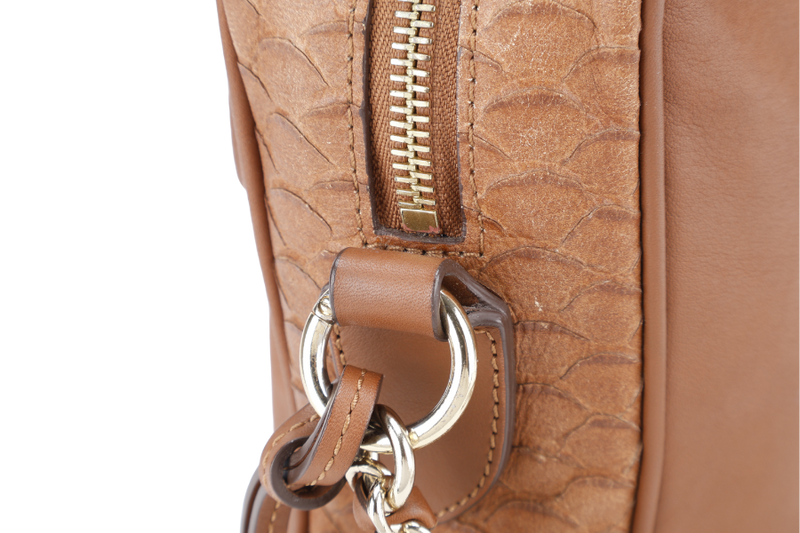 MULBERRY MAISIE BROWN SNAKE PRINT SHOULDER BAG WITH GOLD HARDWARE WITH DUST COVER