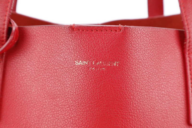 YVES SAINT LAURENT (YSL) EAST WEST TOTE BAG RED LEATHER NO DUST COVER