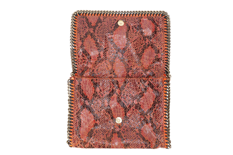 STELLA MCCARTNEY FALABELLA FOLD OVER BAG ORANGE RED PHYTON EMBOSSED GOLD HARDWARE NO DUST COVER