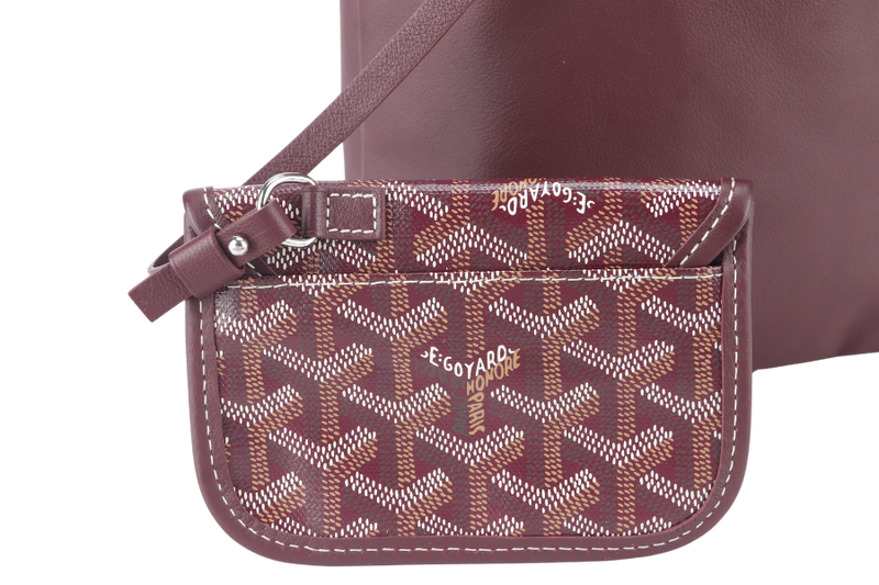 GOYARD ANJOU MINI BAG BURGUNDY COLOR WITH BIG ORANGE HEART SHAPE WITH DUST COVER