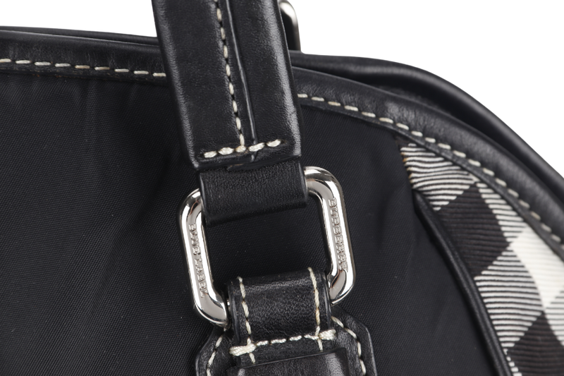 BURBERRY NOVA CHECK BLUE LABEL BLACK NYLON SILVER HARDWARE WITH STRAP