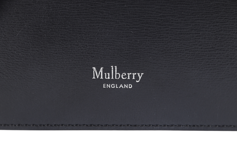 MULBERRY CLIFTON SHOULDER BAG BLACK CROSSBOARDED CALFSKIN BRUSHED SILVER HARDWARE WITH CHAIN STRAP AND DUST COVER