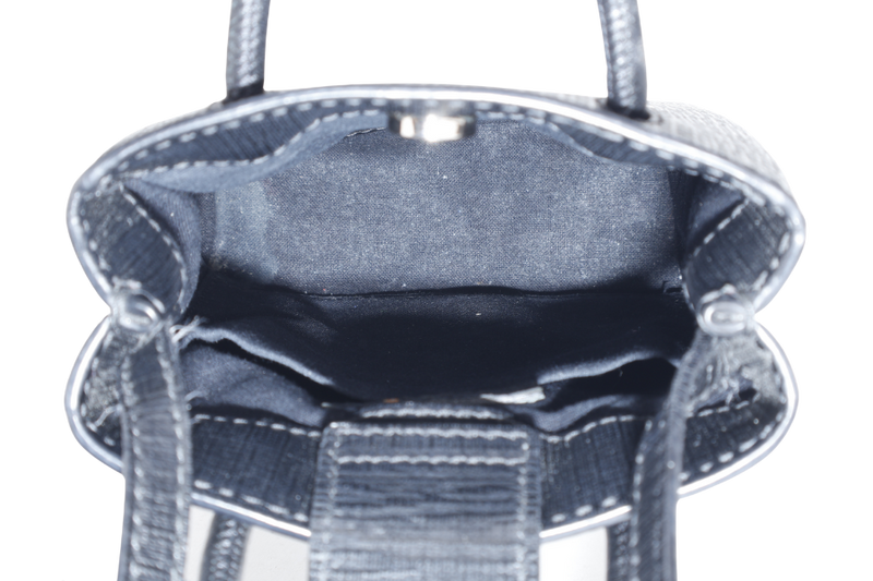 BALENCIAGA SHOPPING PHONE HOLDER BAG BLACK LEATHER SILVER HARDWARE NO DUST COVER