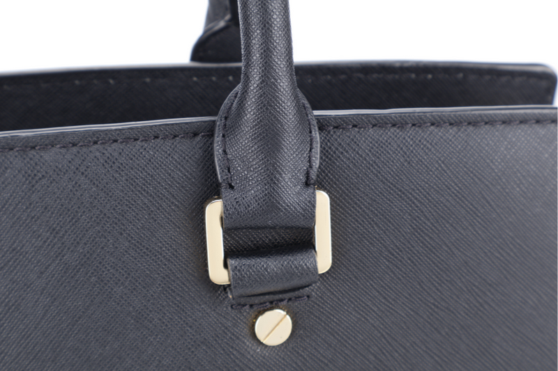 MICHAEL KORS SELMA LARGE SAFFIANO BLACK LEATHER TOTE BAG WITH GOLD HARDWARE AND DUST COVER