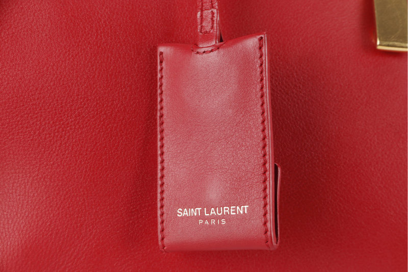 SAINT LAURENT CLASSIC Y CABAS (311210) SMALL RED LEATHER GOLD HARDWARE NO DUST COVER