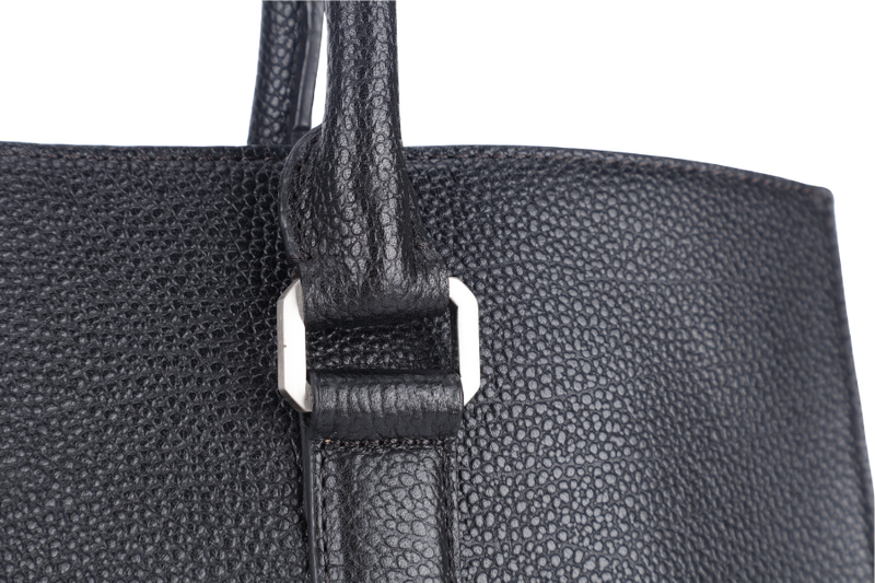 MCM DOCUMENT SAC 2 WAY BAG(G8434) BLACK CALF LEATHER SILVER HARDWARE WITH LONG STRAPS AND DUST COVER