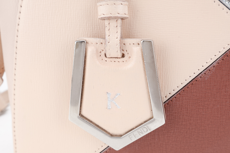 FENDI 8BH253-V0D 2 JOURS (148-2566) PINK & SILVER SAFFIANO LEATHER SILVER HARDWARE WITH DUST COVER