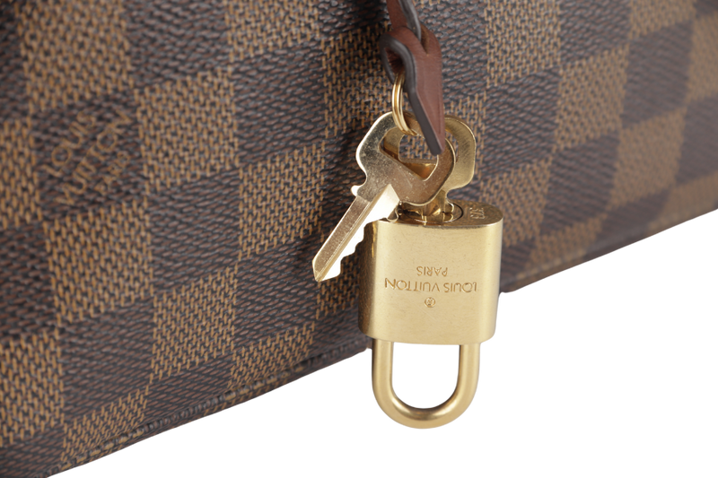 LOUIS VUITTON BELMONT TOTE BAG (N63169) DAMIER EBENE CANVAS WITH DUST COVER, LOCK & KEYS