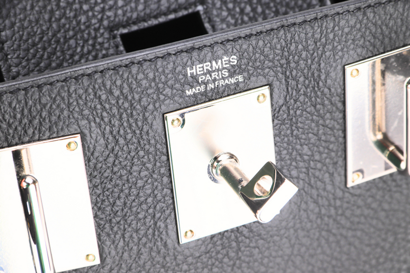 HERMES HAC A DOS PM (STAMP B) PLOMB COLOR TOGO LEATHER SILVER HARDWARE, WITH DUST COVER & BOX