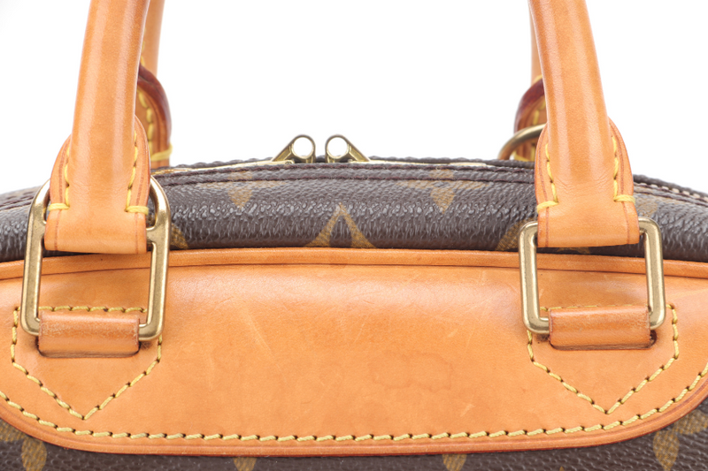 LOUIS VUITTON TROUVILLE HANDBAG MONOGRAM CANVAS GOLD HARDWARE WITH KEYS&LOCK AND DUST COVER