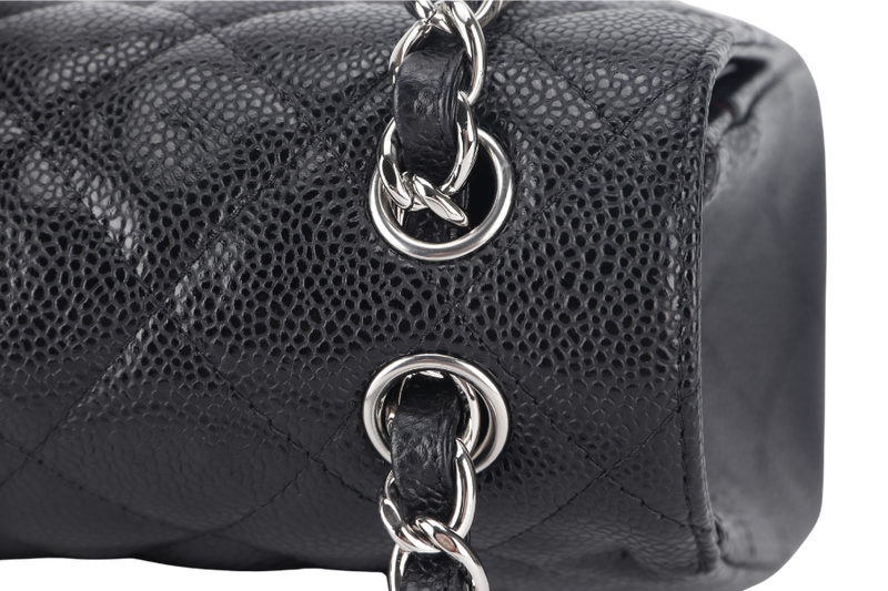 CHANEL CLASSIC FLAP JUMBO (1524xxxx) BLACK CAVIAR SILVER HARDWARE WITH CARD AND DUST COVER