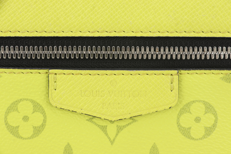 LOUIS VUITTON MONOGRAM TAIGARAMA OUTDOOR NEON YELLOW WITH STRAPS, DUST COVER AND BOX