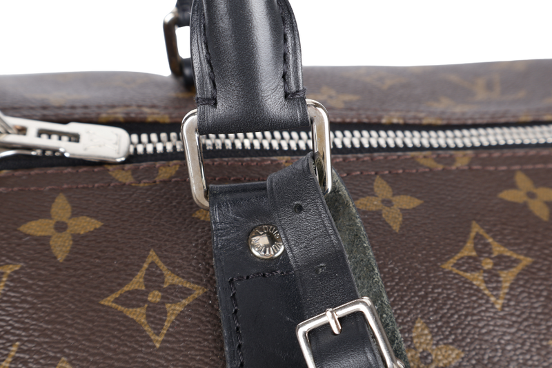 LOUIS VUITTON M56711 KEEPALL BANDOULIERE 55 MONOGRAM CANVAS SILVER HARDWARE (INITIALS NAME _ E.C.A) WITH STRAPS