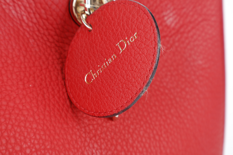 CHRISTIAN DIOR DIORSSIMO RED LEATHER LGHW WITH POUCH, CARD REF _ M090ZOTRL (2014) WITH DUST COVER