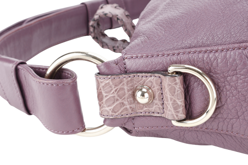 GUCCI G WAVE LEATHER HOBO PURPLE CALF LEATHER SILVER HARDWARE WITH DUST COVER AND STRAPS