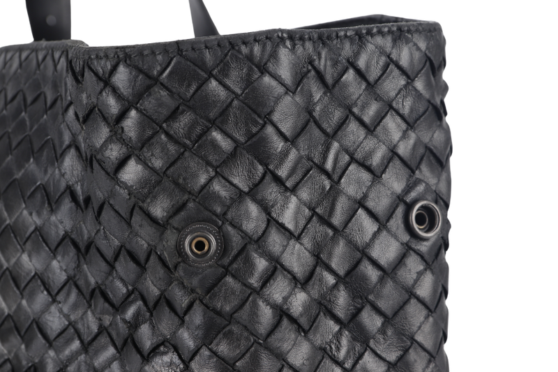 BOTTEGA VENETA (189632) LARGE TOTE BLACK INTRECCIATO NAPPA LEATHER SILVER HARDWARE