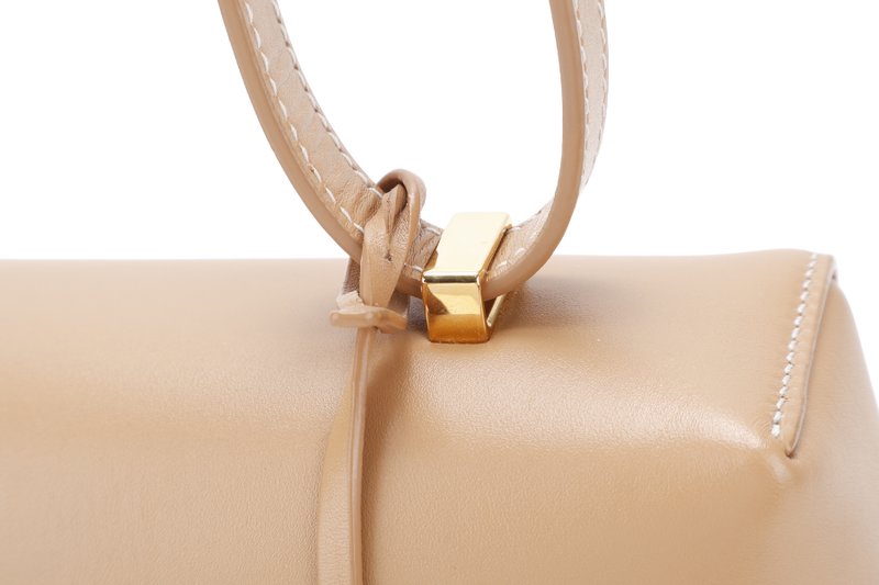 LORO PIANA EXTRA BAG L27 SMOOTH CALFSKIN LIGHT BAMBOO (DOK2) COLOR WITH GOLD HARDWARE AND BOX