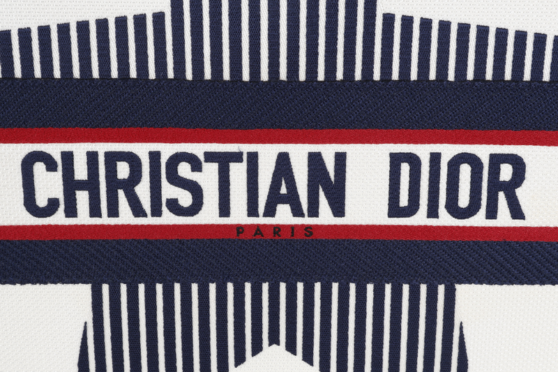 CHRISTIAN DIOR BOOK TOTE (50-MA-0281) WHITE MEDIUM CANVAS TOTE BAG WITH CARD AND BOX