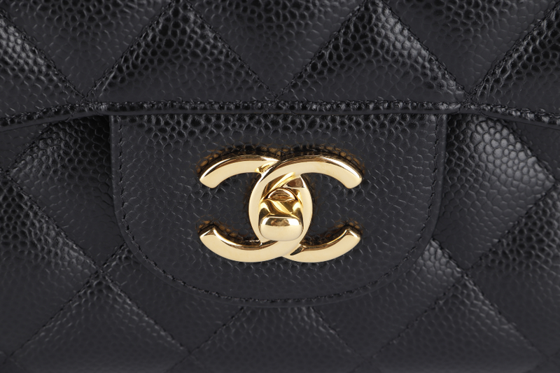 CHANEL CLASSIC FLAP JUMBO (1932xxxx) BLACK GOLD HARDWARE WITH DUST COVER AND BOX