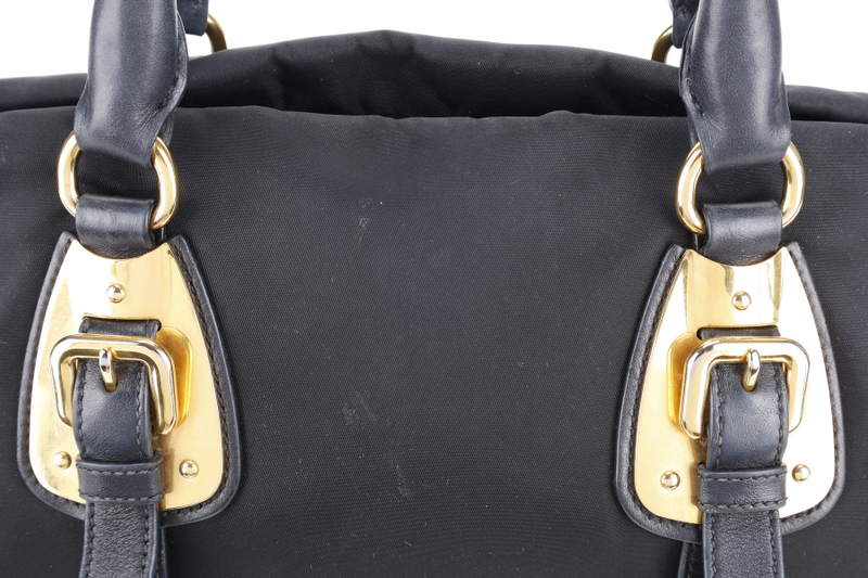 PRADA BN1903 TOP HANDLE BLACK NYLON GOLD HARDWARE NO DUST COVER