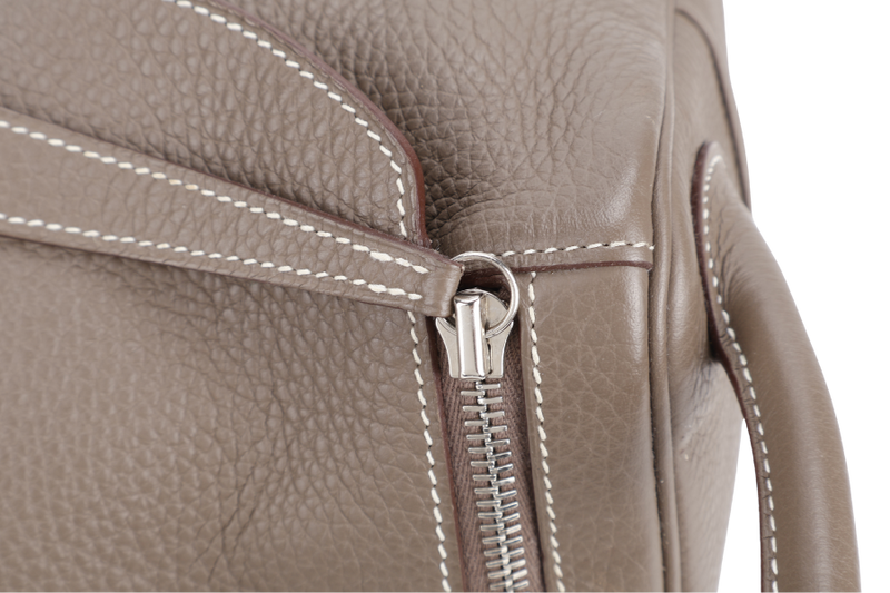 HERMES LINDY 34 STAMP R SQUARE (YEAR 2014) ETOUPE CLEMENCE LEATHER SILVER HARDWARE WITH DUST COVER