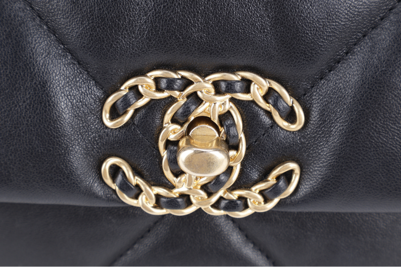 CHANEL 19 (PUTHL4TJ) LAMBSKIN GOLD TONE SILVER & RUTHENIUM GOLD HARDWARE WITH DUST COVER