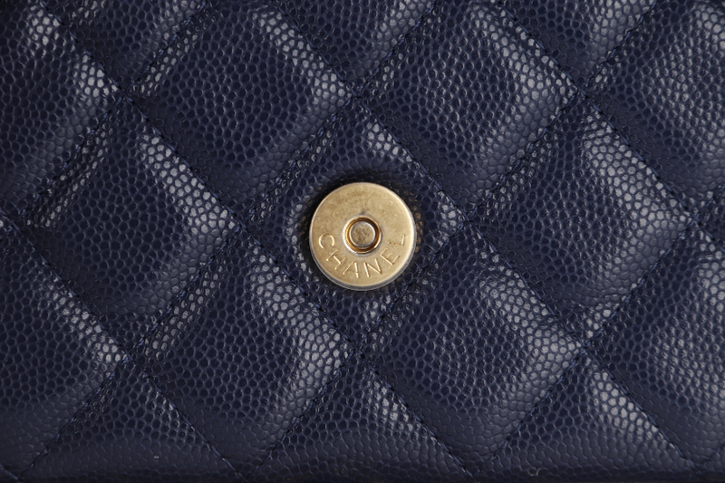 CHANEL WOC (AP6Jxxxx) NAVY BLUE CAVIAR LEATHER GOLD HARDWARE WITH DUST COVER AND BOX