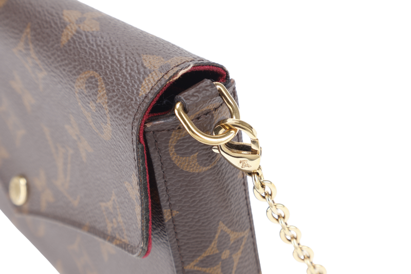 LOUIS VUITTON M81896 POCHETTE FELICIE BROWN MONOGRAM CANVAS GOLD HARDWARE WITH DUST COVER AND BOX