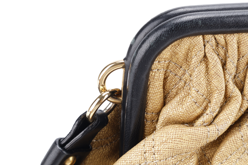 MARC JACOBS LITTLE STAM BAG QUILTED GOLD METALLIC CALF LEATHER GOLD HARDWARE WITH DUST COVER