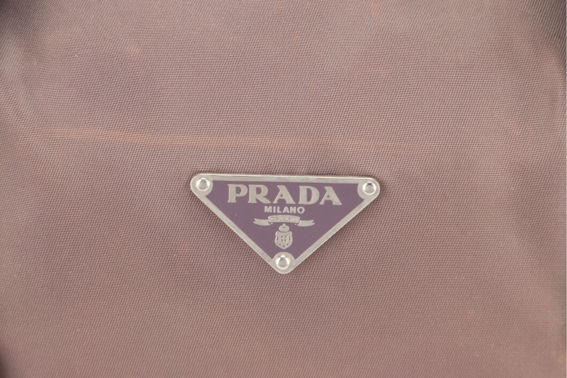 PRADA BR2509 BOSTON BAG DUSTY PURPLE NYLON SILVER HARDWARE WITH DUST COVER