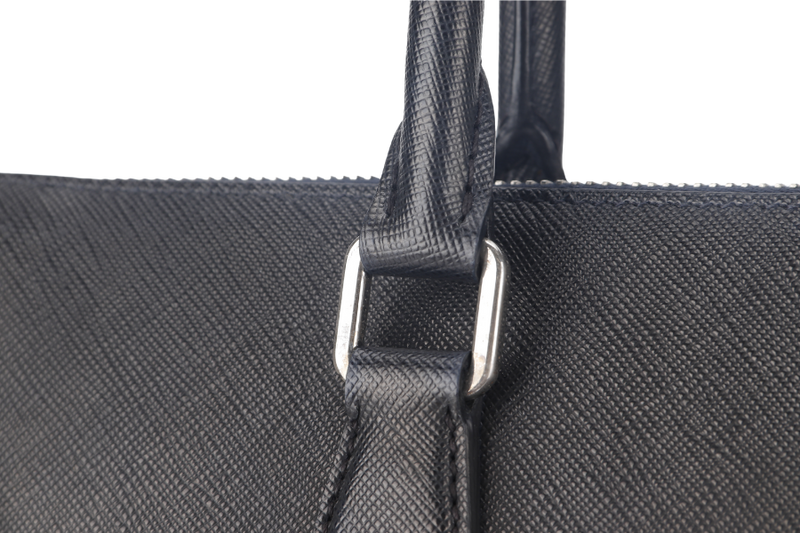 PRADA MEDIUM TOTE BAG (2VG079) BLACK SAFFIANO LEATHER SILVER HARDWARE NO DUST COVER