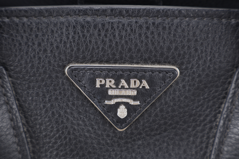 PRADA TOTE BAG BLACK LEATHER GOLD HARDWARE NO DUST COVER