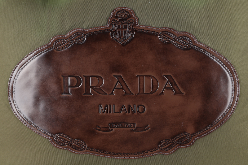 PRADA BR3227 KHAKI GREEN NYLON TOTE WITH CARD, STRAPS AND DUST COVER