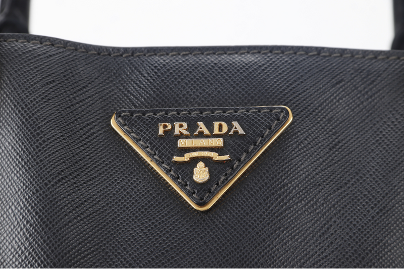 PRADA SAFFIANO LUX BLACK LEATHER (BN2274) GOLD HARDWARE WITH STRAPS, CARD AND DUST COVER