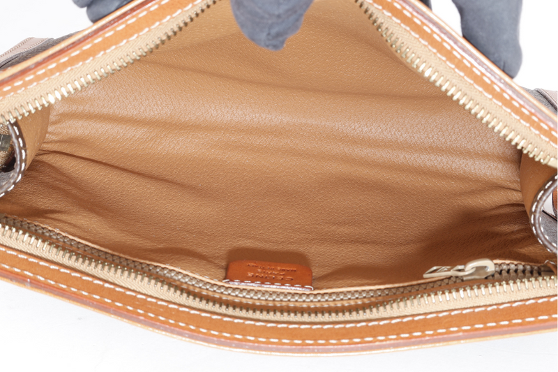 CELINE M94 MACADAM CLUTCH BROWN MONOGRAM COATED CANVAS GOLD HARDWARE NO DUST COVER