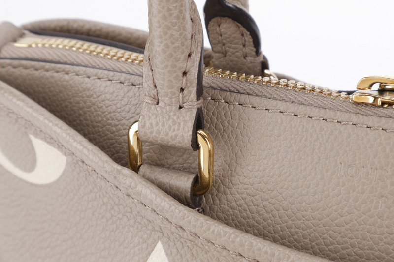 LOUIS VUITTON M46585 TRIANON PM MONOGRAM EMPREINTE TOURTERELLE LEATHER GOLD HARDWARE WITH STRAPS AND DUST COVER