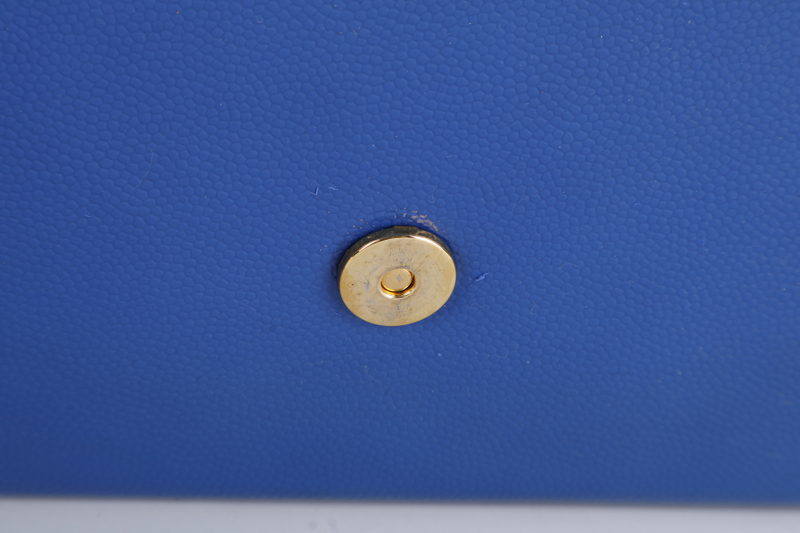 YVES SAINT LAURENT (YSL) RECTANGLE CLUTCH BLUE LEATHER GOLD HARDWARE WITH DUST COVER