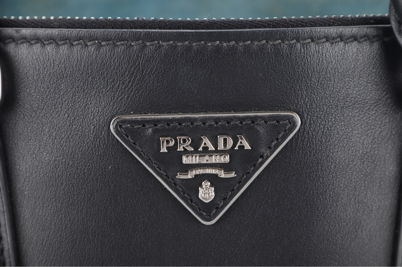 PRADA GALLERIA LUX CONVERTIBLE TOTE BAG (IBA274) BLACK LEATHER WITH DUST COVER