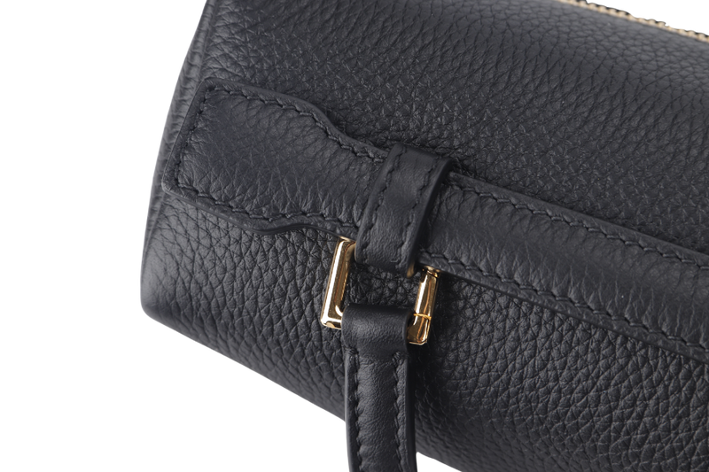 LORO PIANA EXTRA POCKET BACKPACK BLACK GRAINED CALFSKIN GOLD HARDWARE WITH DUST COVER AND BOX