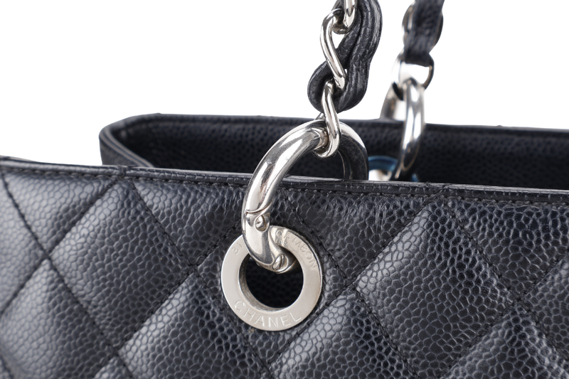 CHANEL GST BLACK CAVIAR LEATHER (2015xxxx) SILVER HARDWARE WITH CARD NO DUST COVER AND NO BOX